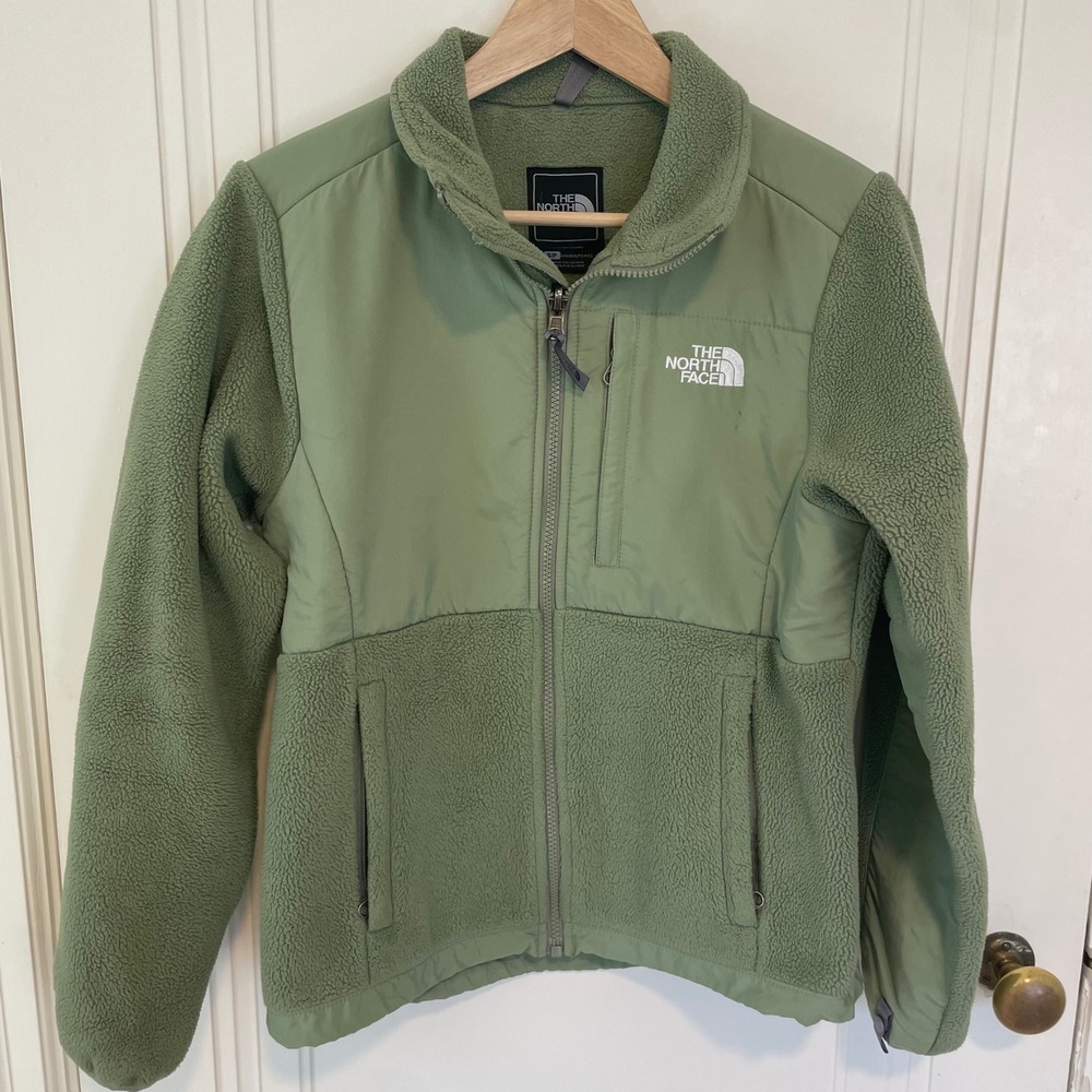 The North Face Denali Fleece Jacket Sage Green Womens Small Full Zip Sherpa